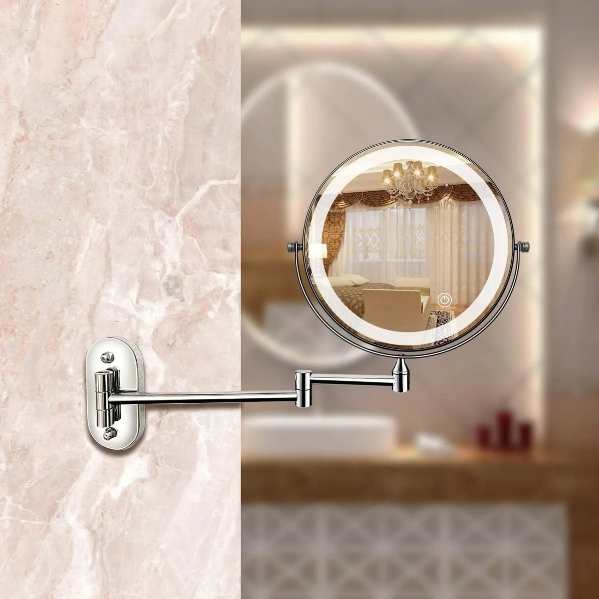 Vanity Mirror with LED Lights and Extendable Arm