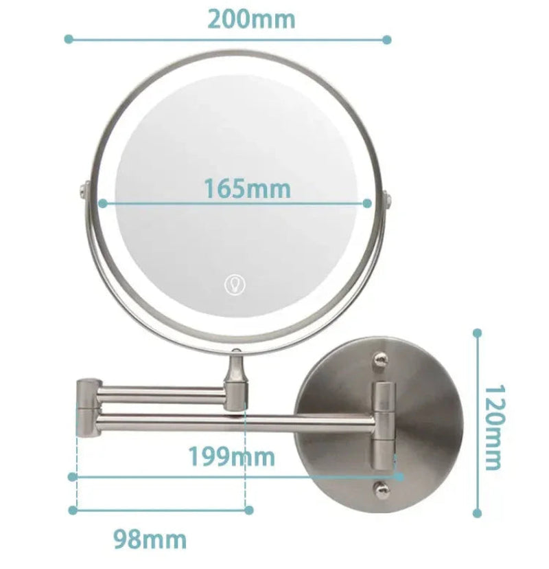 Vanity Mirror with LED Lights and Extendable Arm