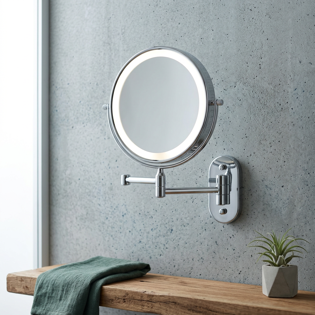 Vanity Mirror with LED Lights and Extendable Arm