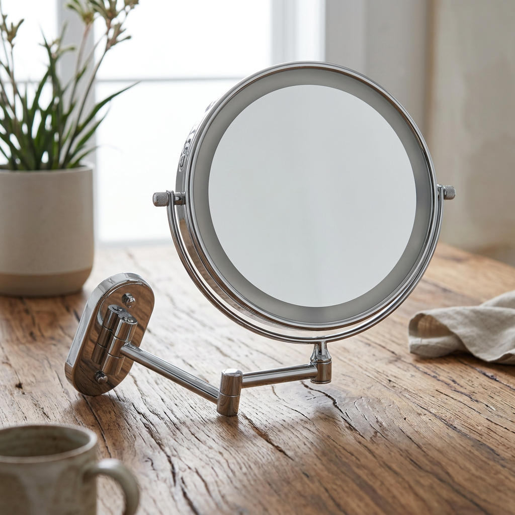 Vanity Mirror with LED Lights and Extendable Arm