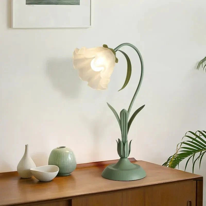 Floral Table Lamp Metal Base E27 Vintage French Style