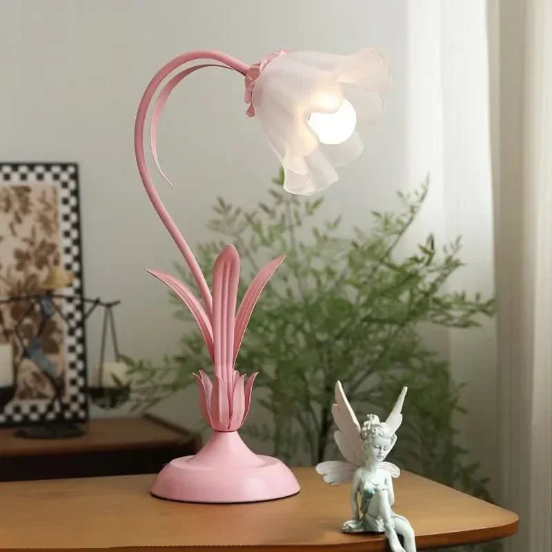 Floral Table Lamp Metal Base E27 Vintage French Style
