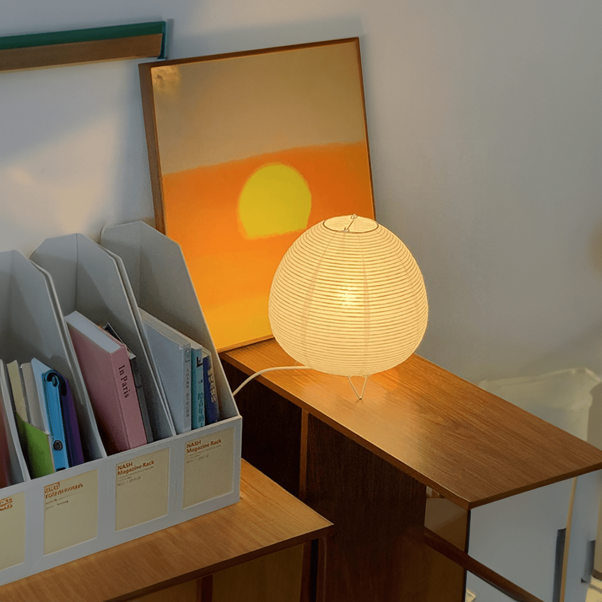 Paper Table Lamp Aluminium Base E14 Wabi Sabi Desk Light
