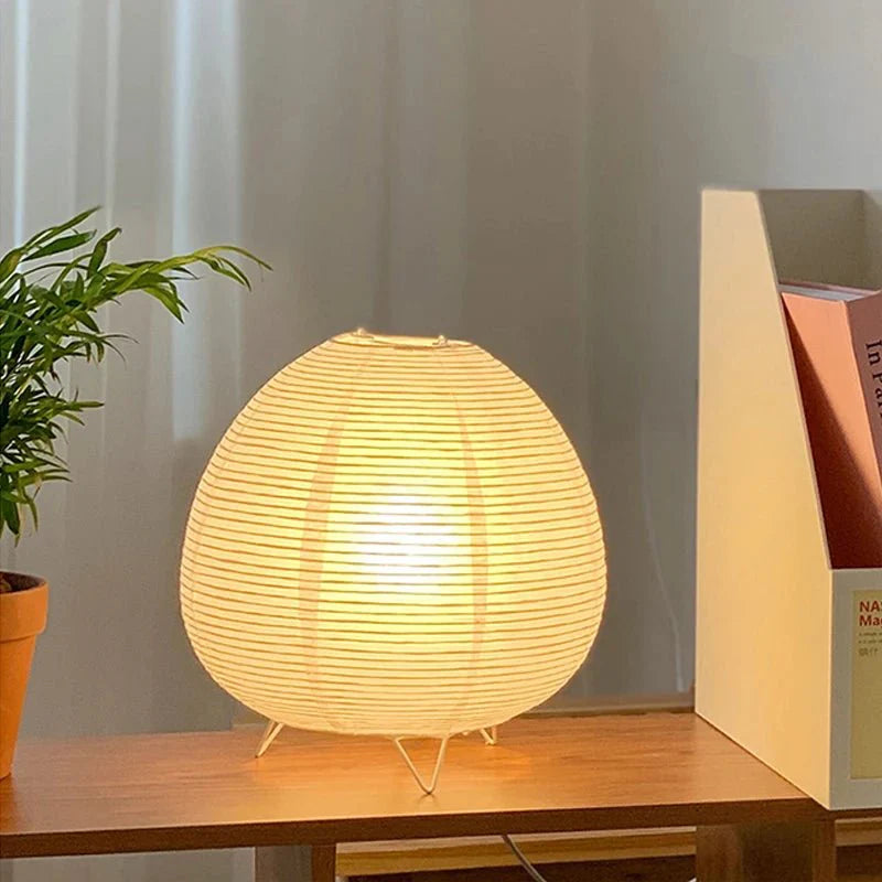 Paper Table Lamp Aluminium Base E14 Wabi Sabi Desk Light