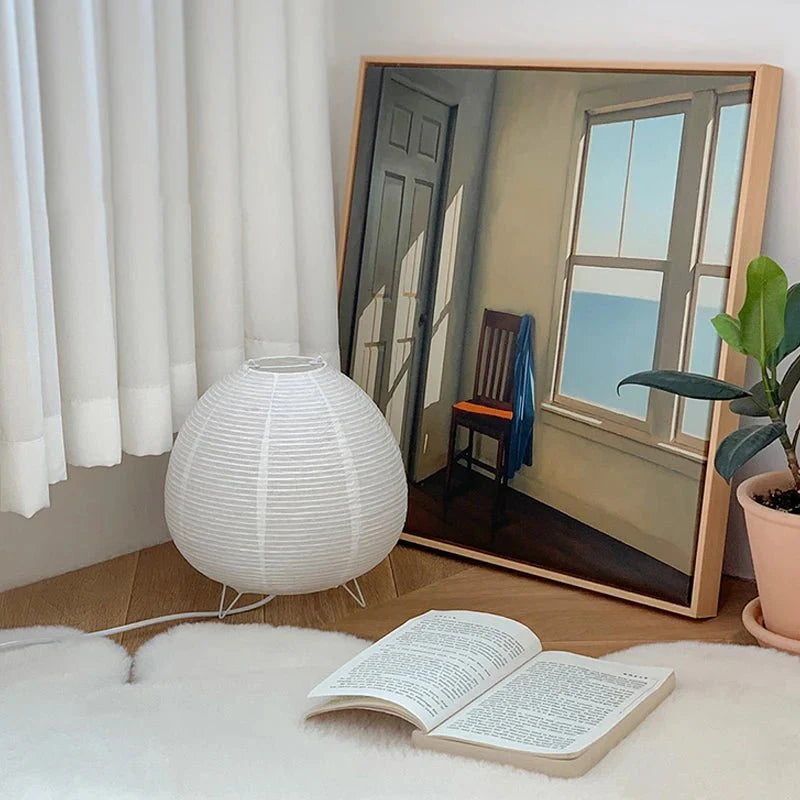 Paper Table Lamp Aluminium Base E14 Wabi Sabi Desk Light