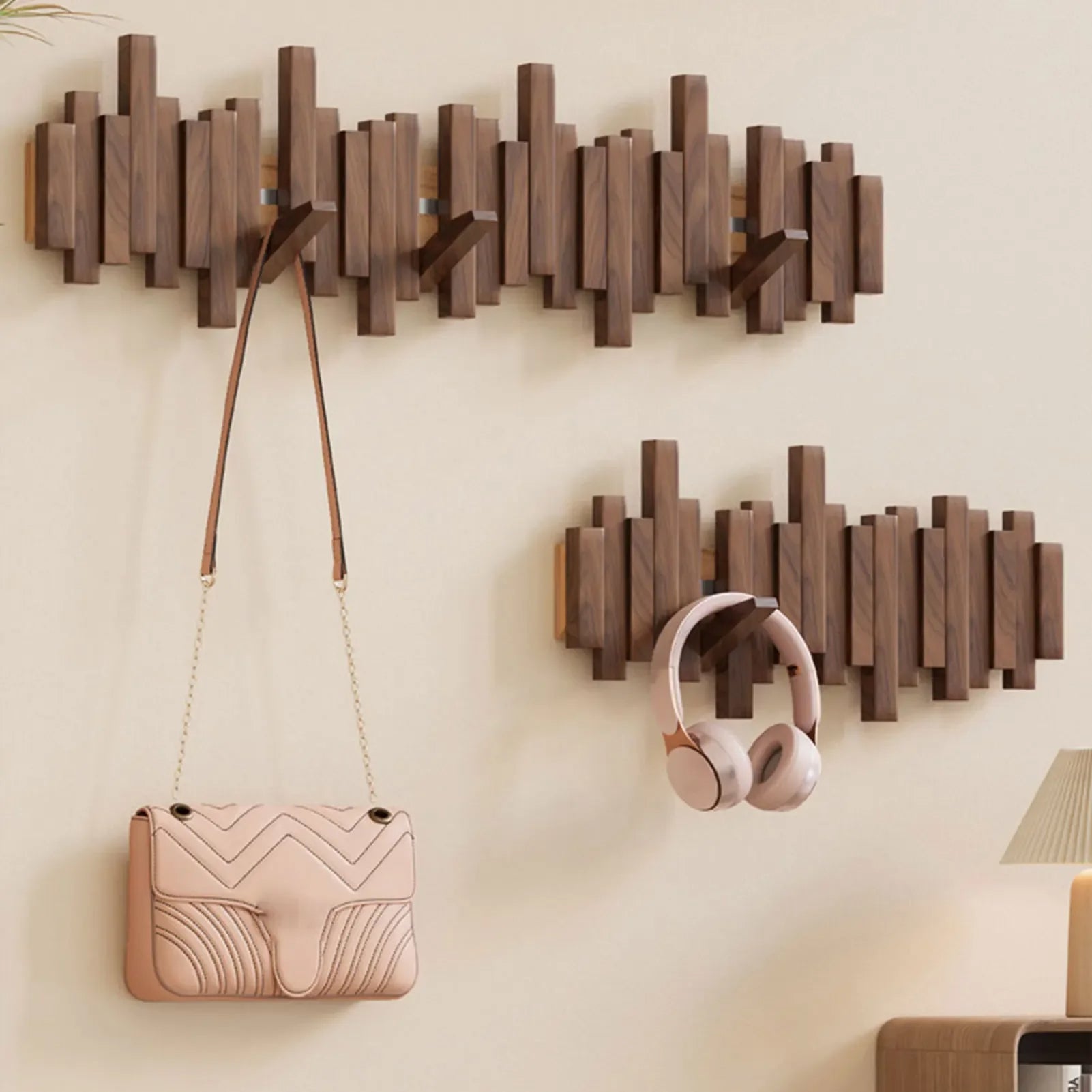 Wall Mounted Multi Hook Wooden Rack