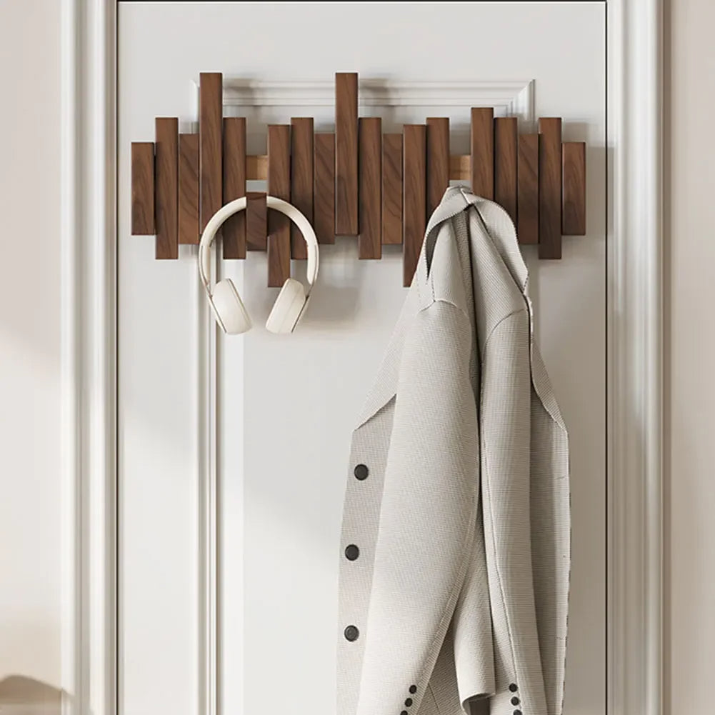 Wall Mounted Multi Hook Wooden Rack