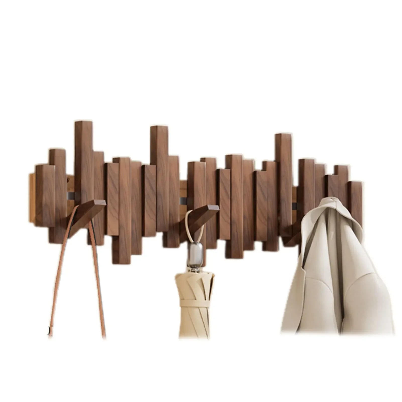 Wall Mounted Multi Hook Wooden Rack