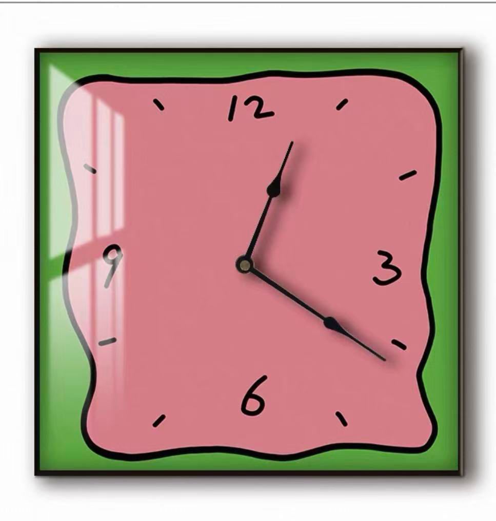Silent Wall Clock Square Graffiti Art Face Quartz Movement