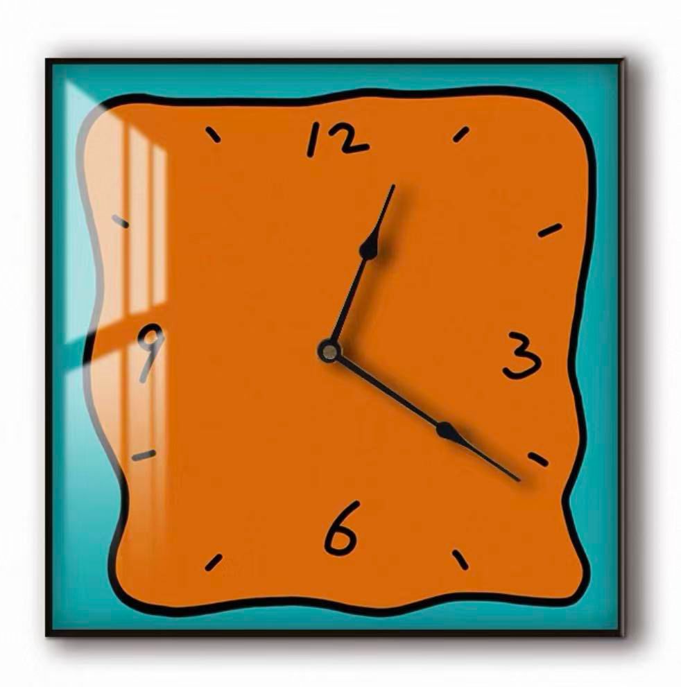 Silent Wall Clock Square Graffiti Art Face Quartz Movement