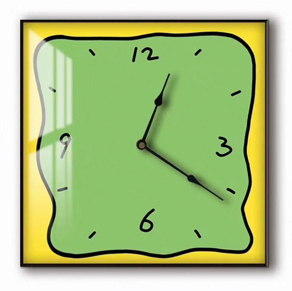 Silent Wall Clock Square Graffiti Art Face Quartz Movement