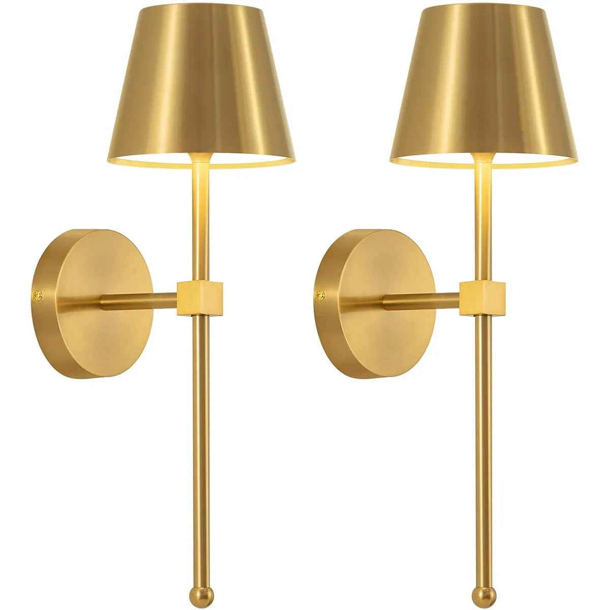 Cordless Wall Sconce Tapered Metal Shade Rechargeable Touch Remote Dimmable Bedside Hallway