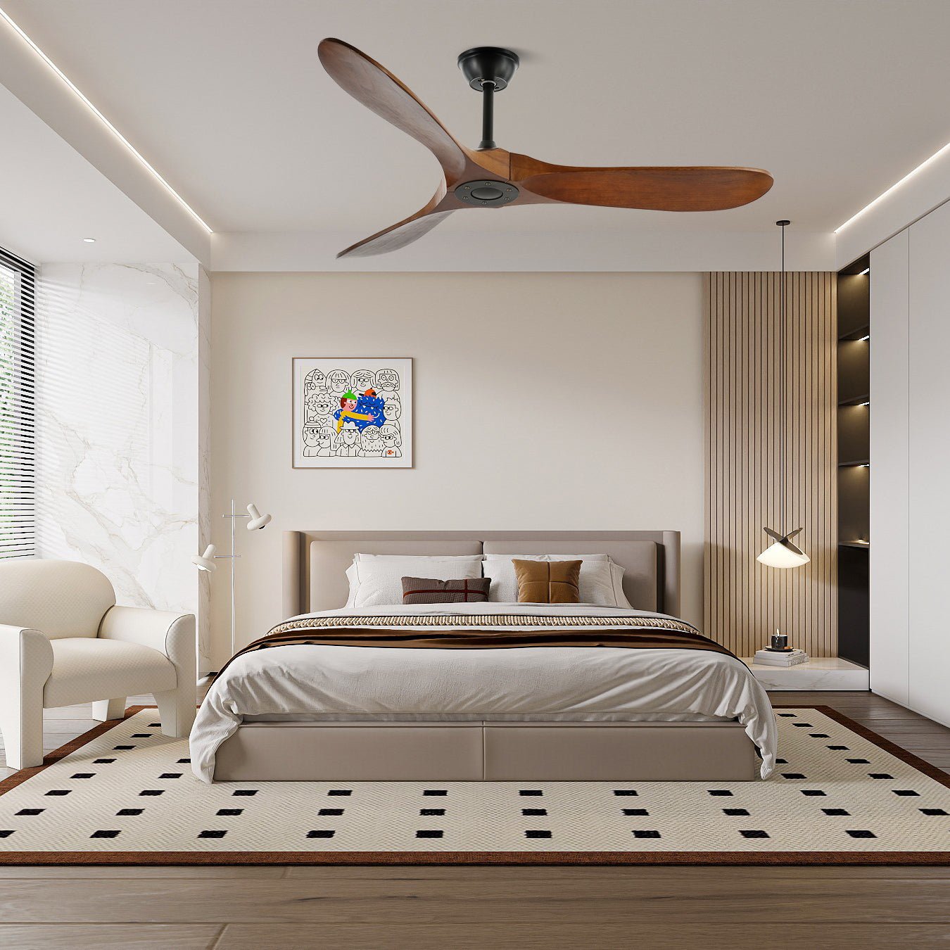 Wood Ceiling Fan with Remote Control