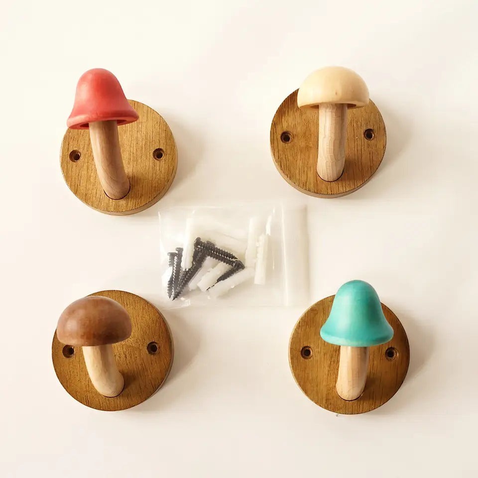 Wood Mushroom Wall Hook