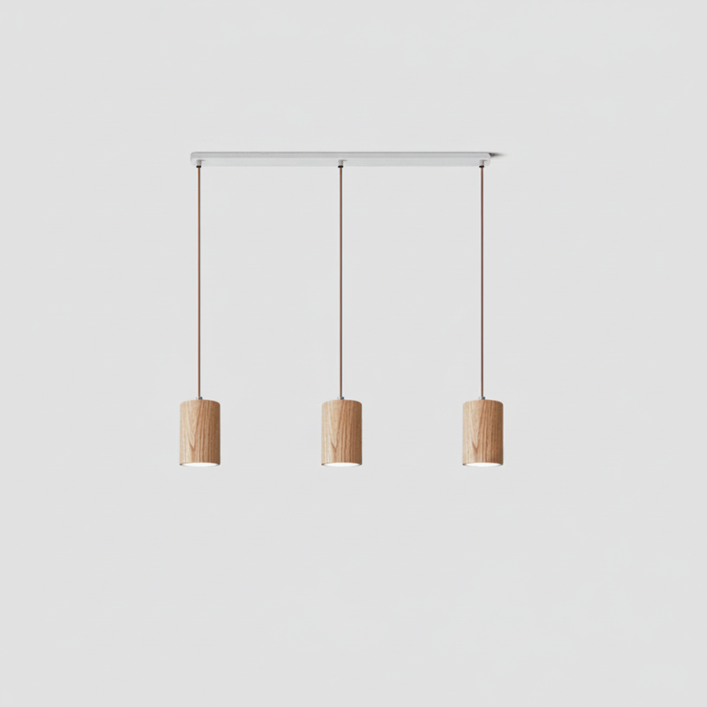 Wooden Pendant Light with Solid Wood Shade