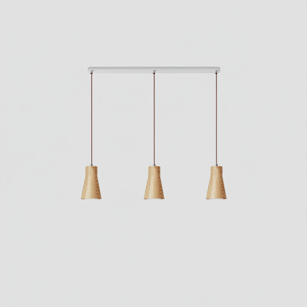 Wooden Pendant Light with Solid Wood Shade