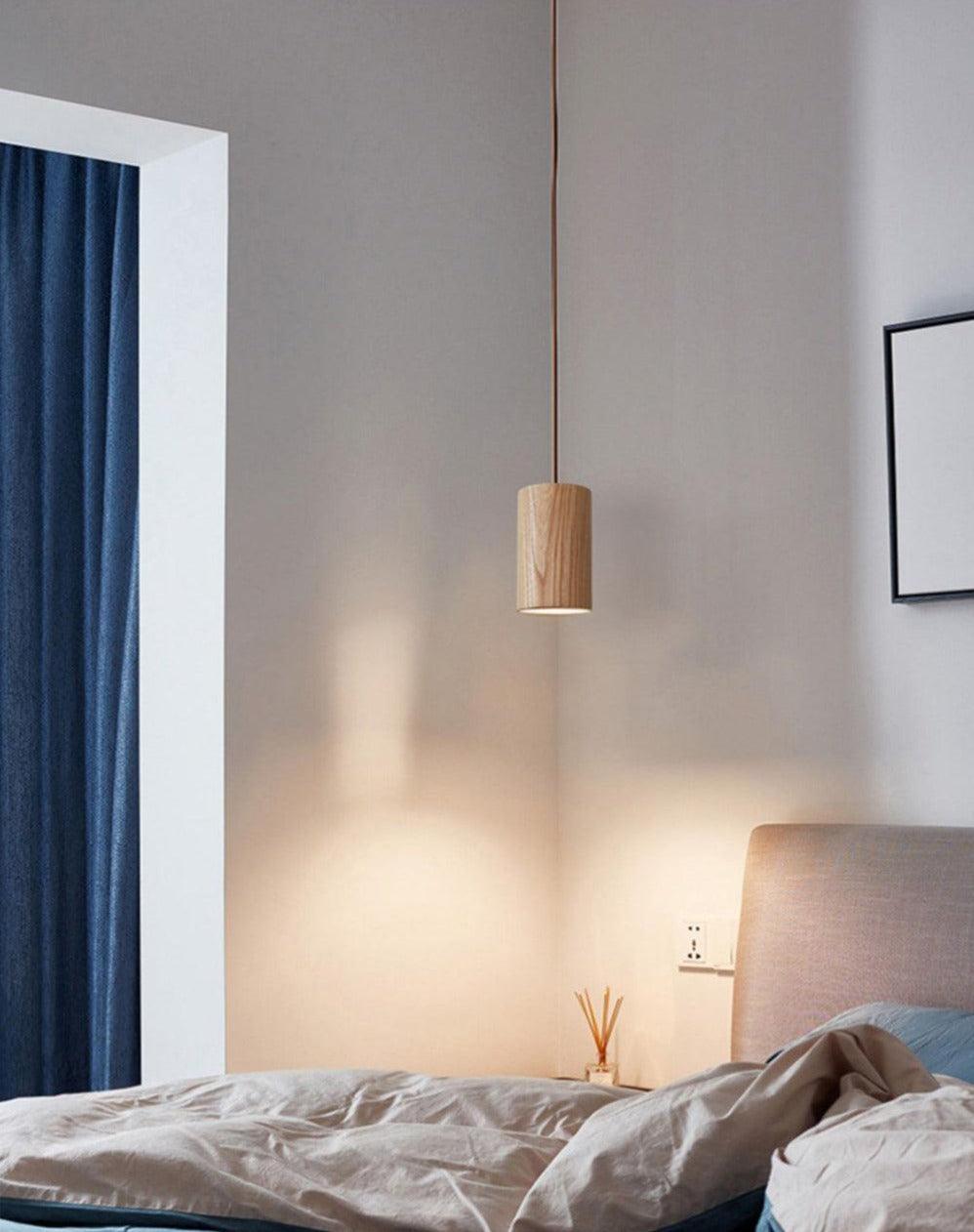 Wooden Pendant Light with Solid Wood Shade