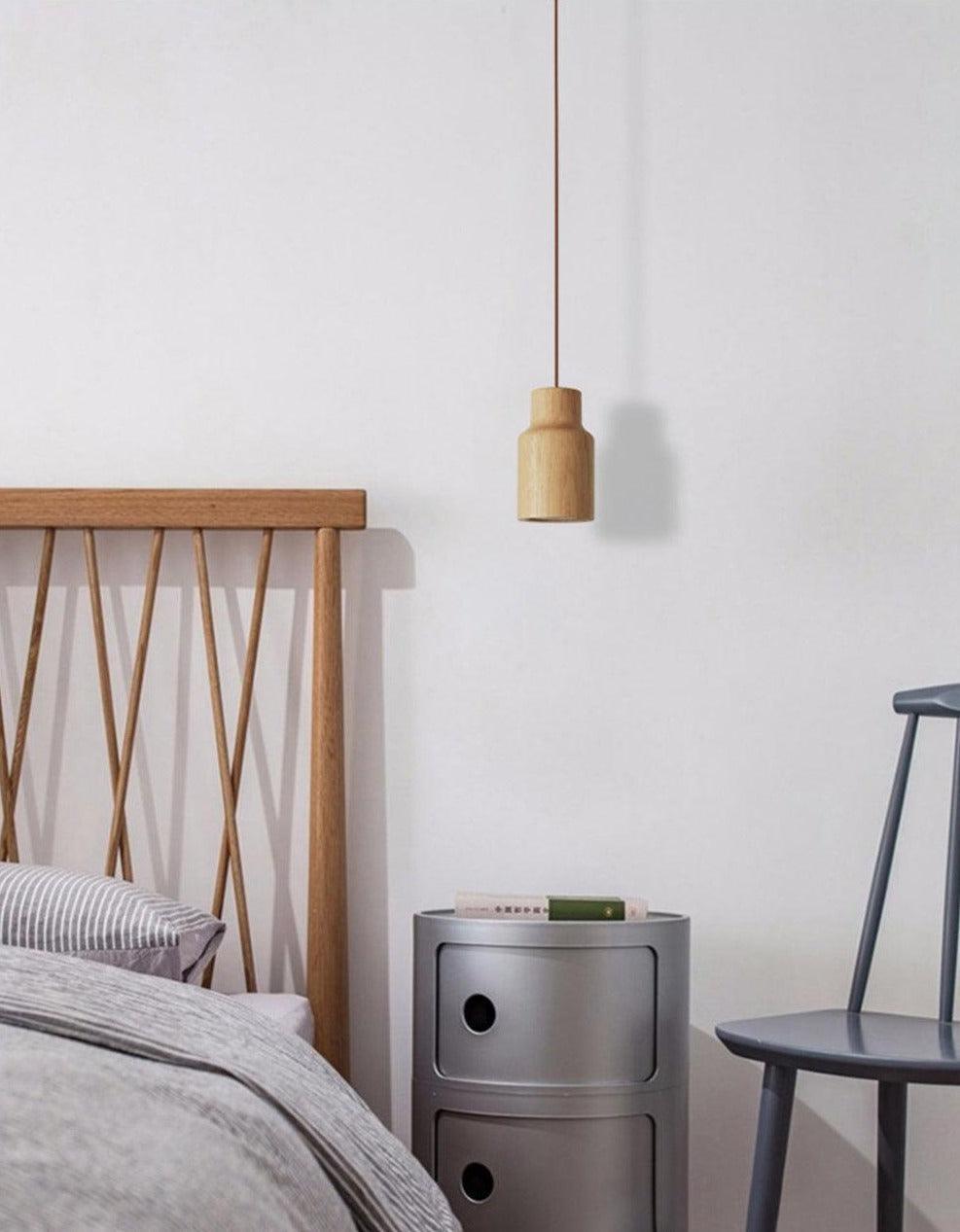 Wooden Pendant Light with Solid Wood Shade