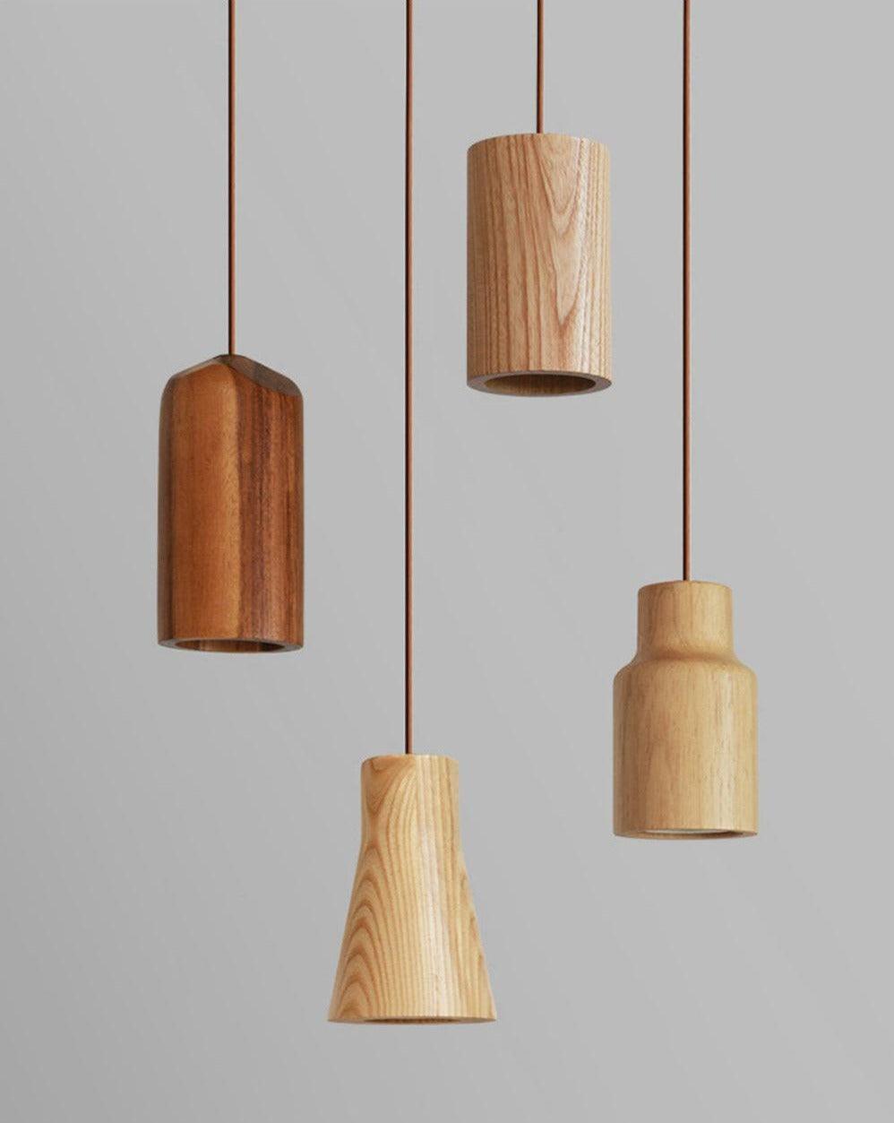 Wooden Pendant Light with Solid Wood Shade
