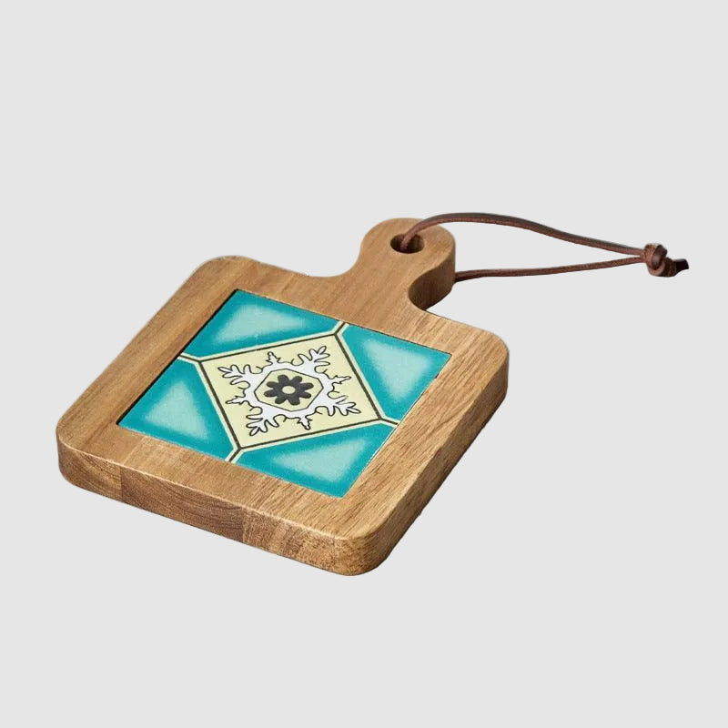 Wooden Trivet with Ceramic Tile Insert