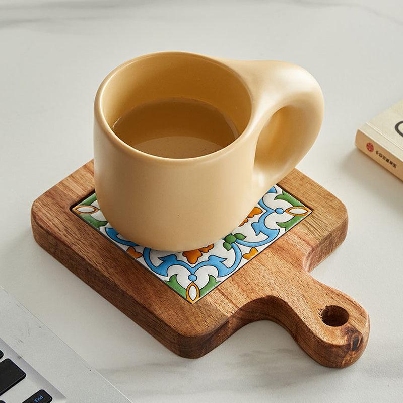 Wooden Trivet with Ceramic Tile Insert