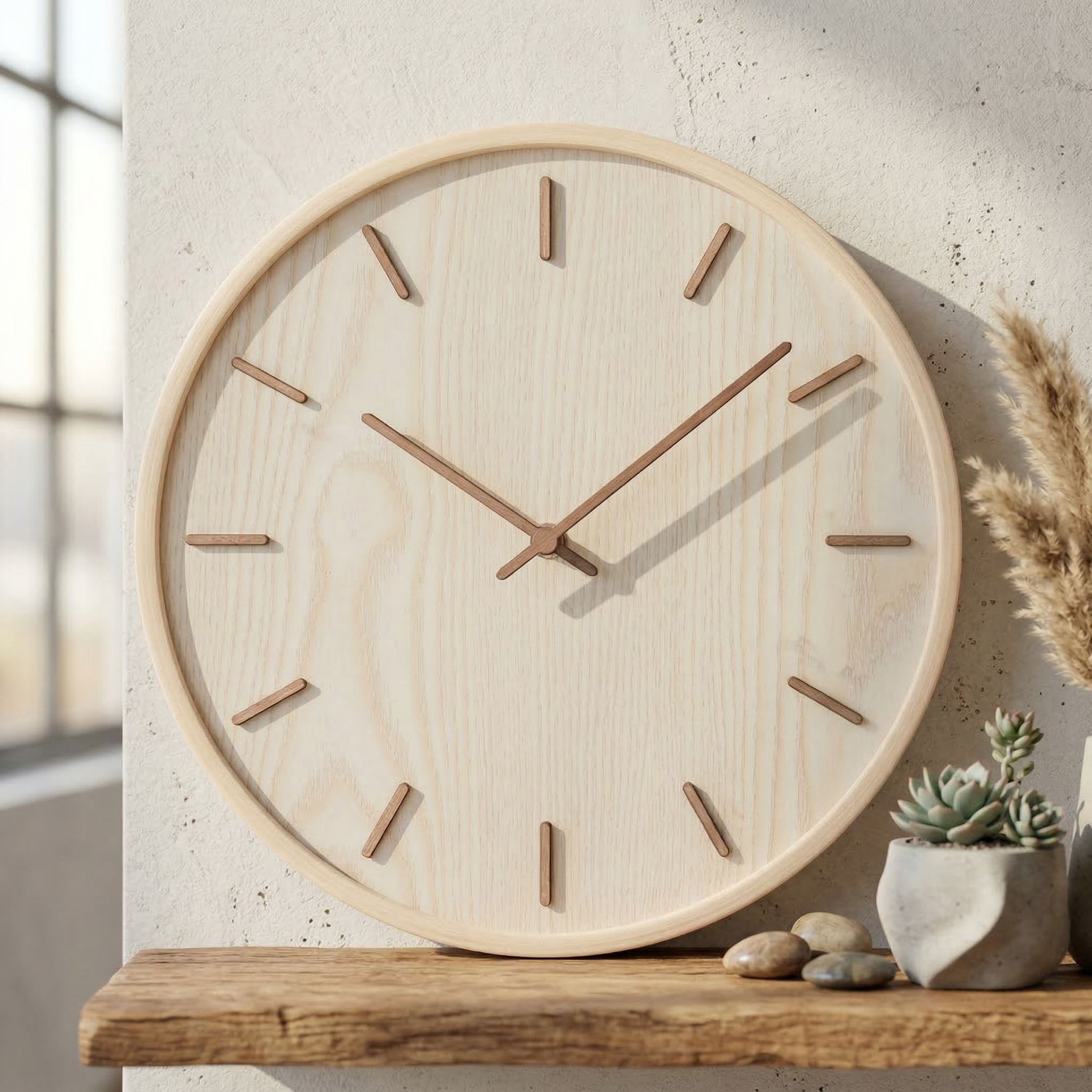 Wooden Wall Clock with Minimalist Dial