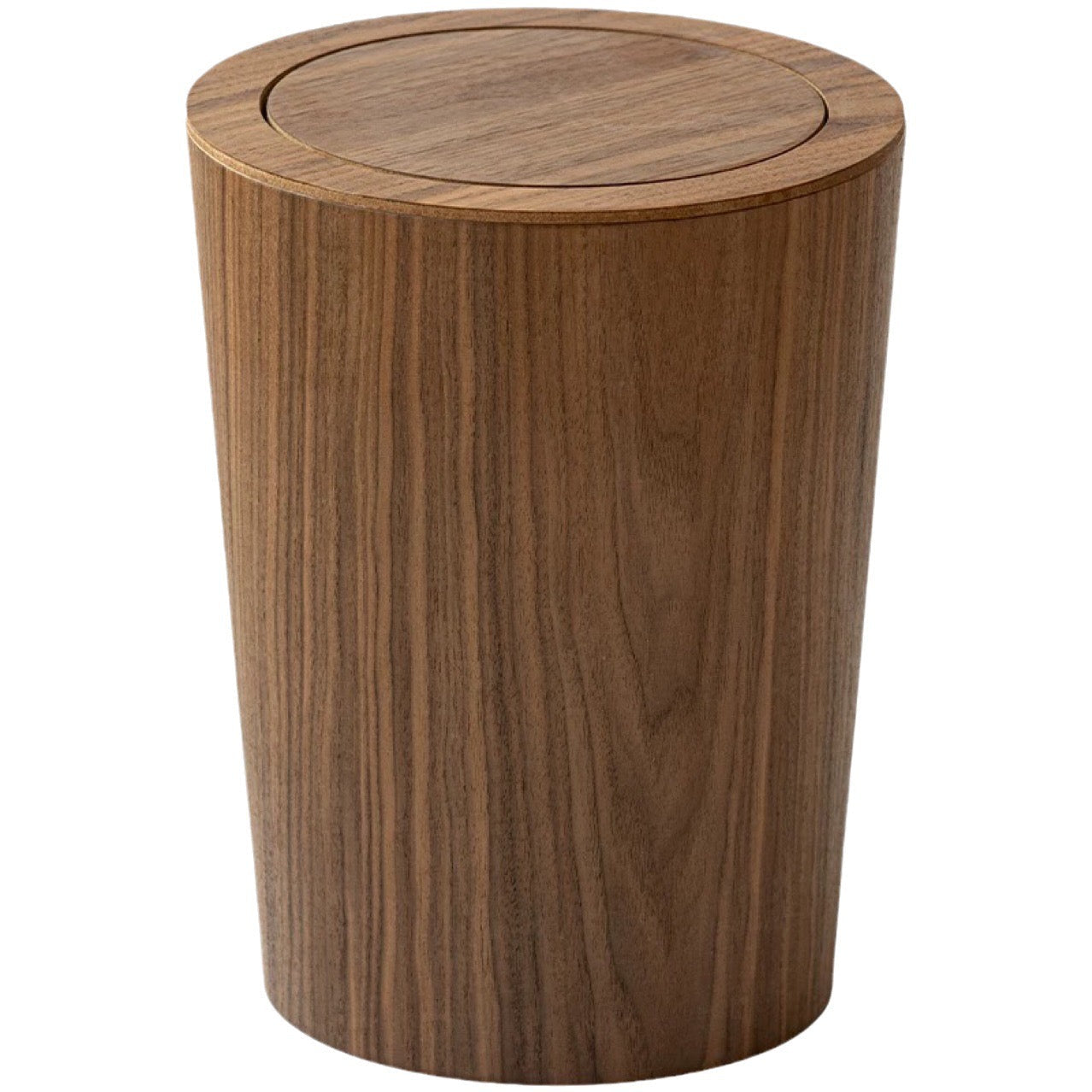 Wood Grain Swing Lid Trash Can Rotating Waste Bin