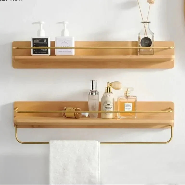 Bamboo Wall Mounted Rack for Entryways and Bathrooms