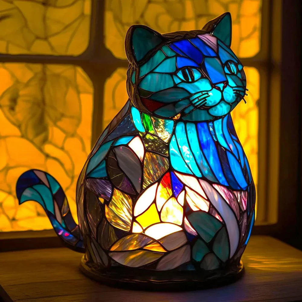 Animal Lamp Stained Glass Style Decorative Table Light Bedroom Living Room Desk