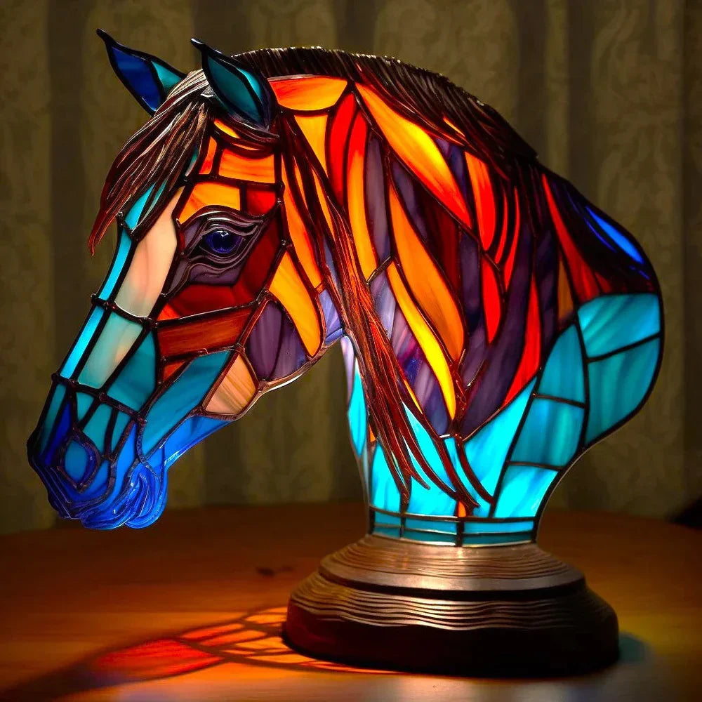 Animal Lamp Stained Glass Style Decorative Table Light Bedroom Living Room Desk
