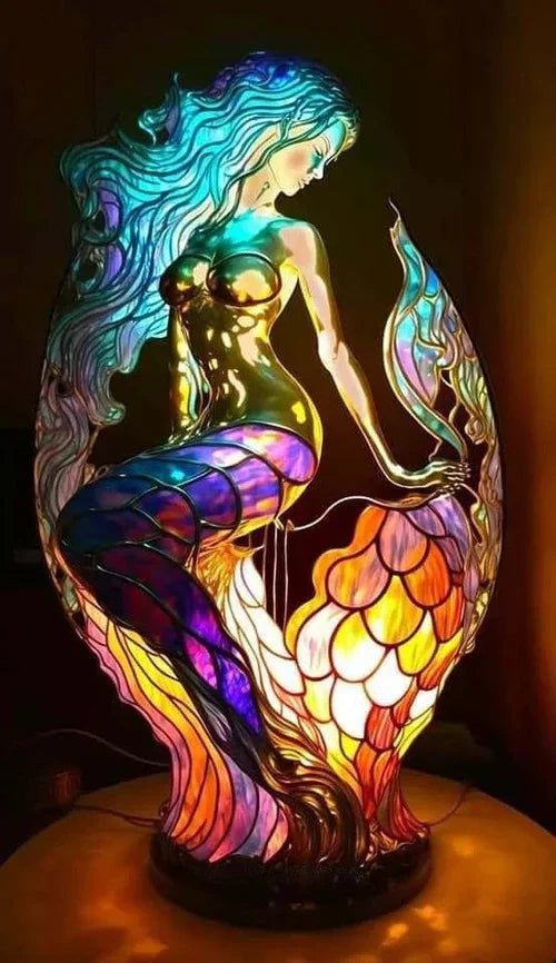 Animal Lamp Stained Glass Style Decorative Table Light Bedroom Living Room Desk