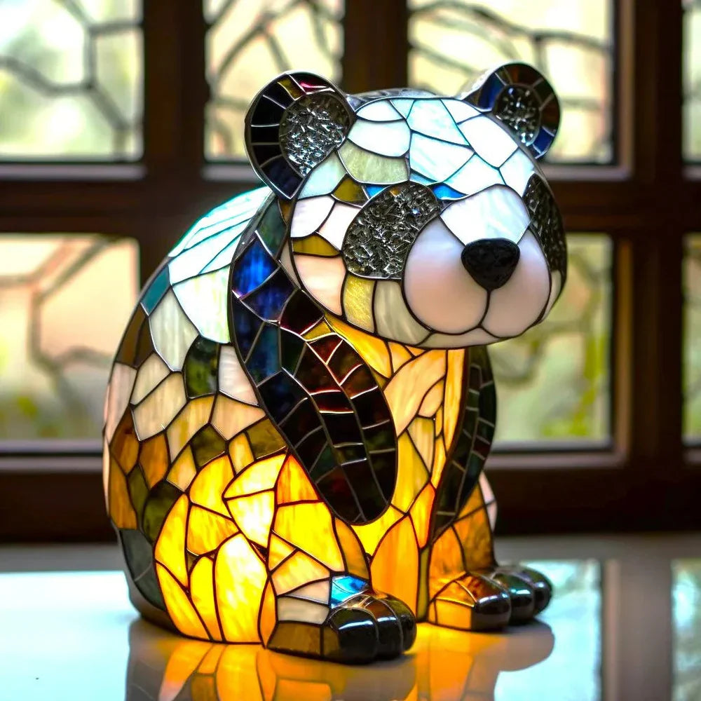 Animal Lamp Stained Glass Style Decorative Table Light Bedroom Living Room Desk