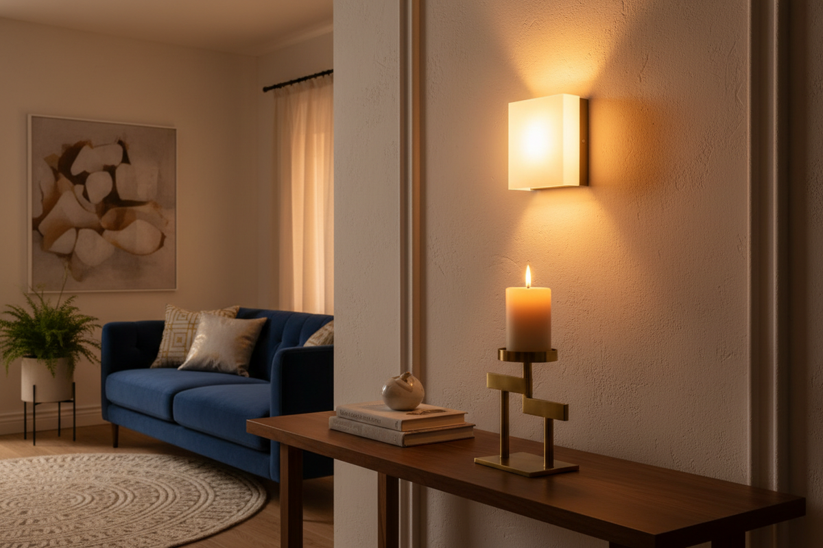 candle holder and wall light in a home