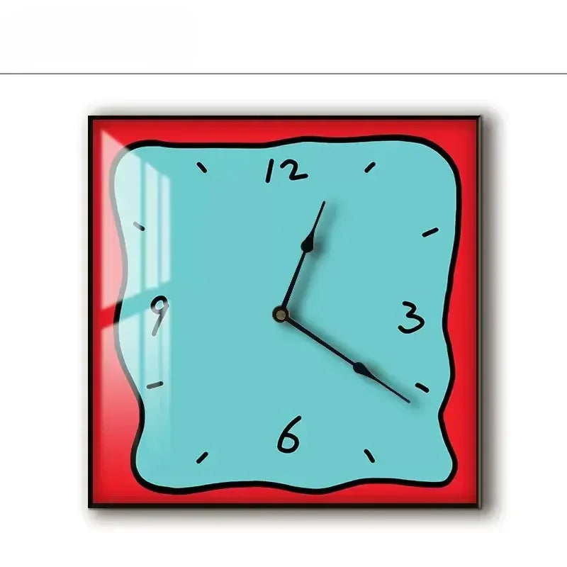 Silent Wall Clock Square Graffiti Art Face Quartz Movement