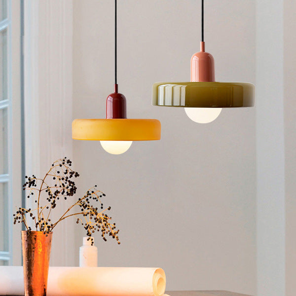 Pendant Light Bauhaus Coloured Glass Disc Retro Kitchen Island Dining Table Cafe