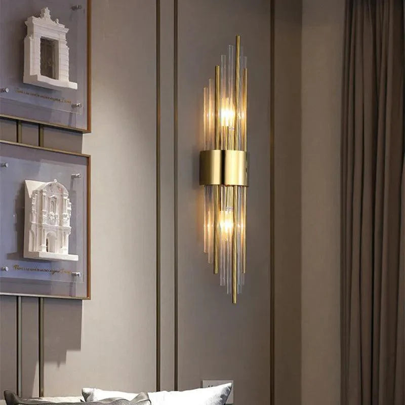 Crystal Wall Sconce LED Stainless Steel Glam Hotel Style Hallway Bedroom Living Room