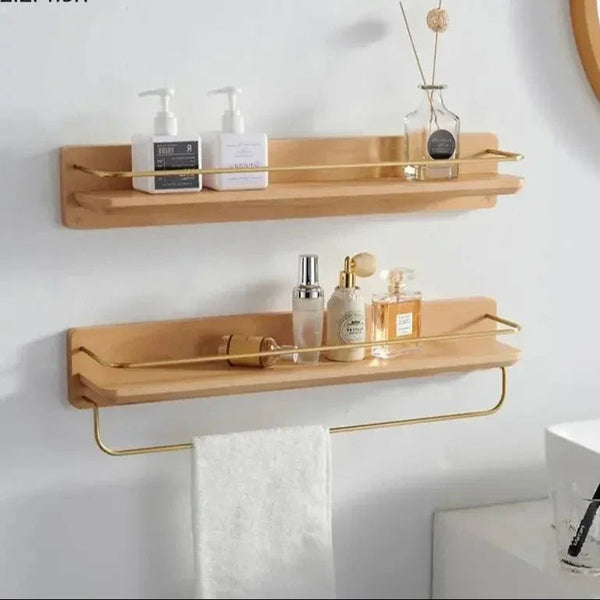 Bamboo Wall Mounted Rack for Entryways and Bathrooms