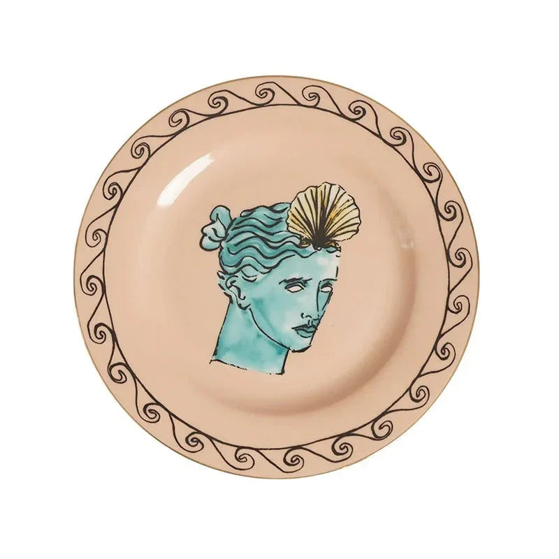 Greek Pattern Dinner Plate and Mug Mediterranean Tableware