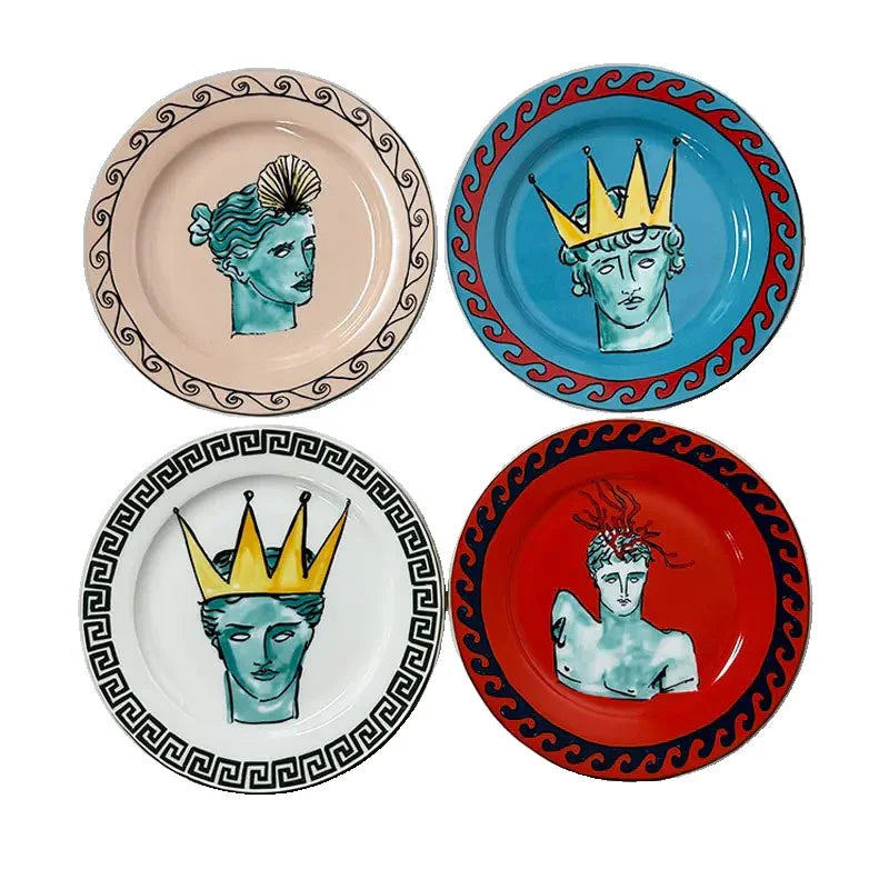 Greek Pattern Dinner Plate and Mug Mediterranean Tableware
