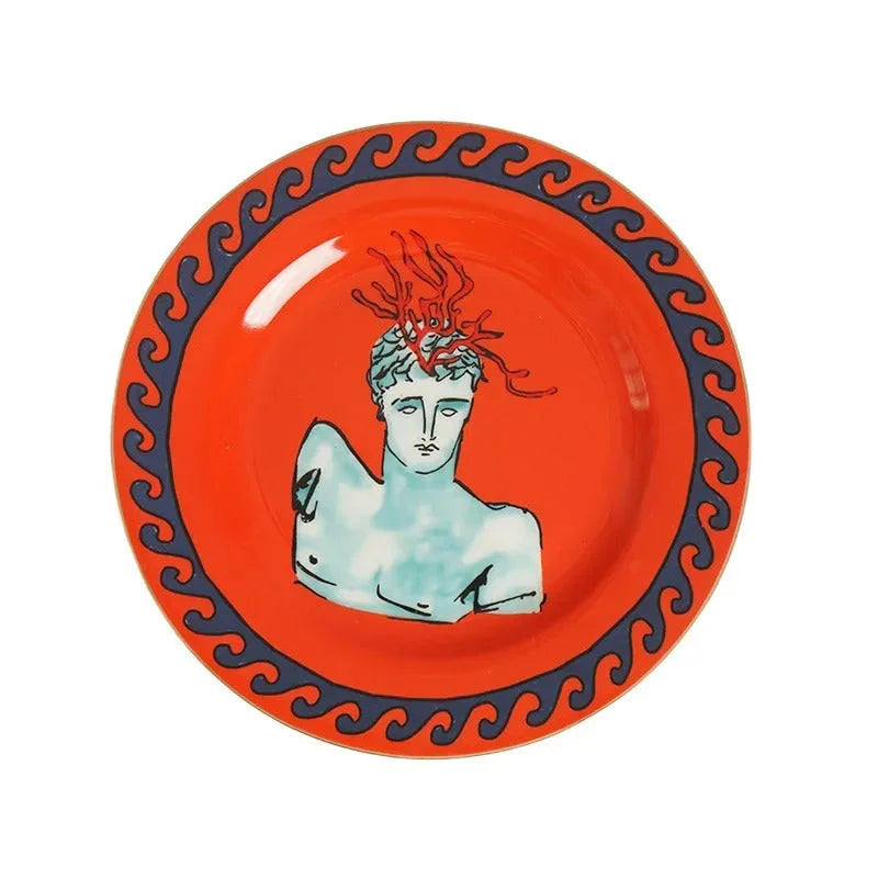Greek Pattern Dinner Plate and Mug Mediterranean Tableware