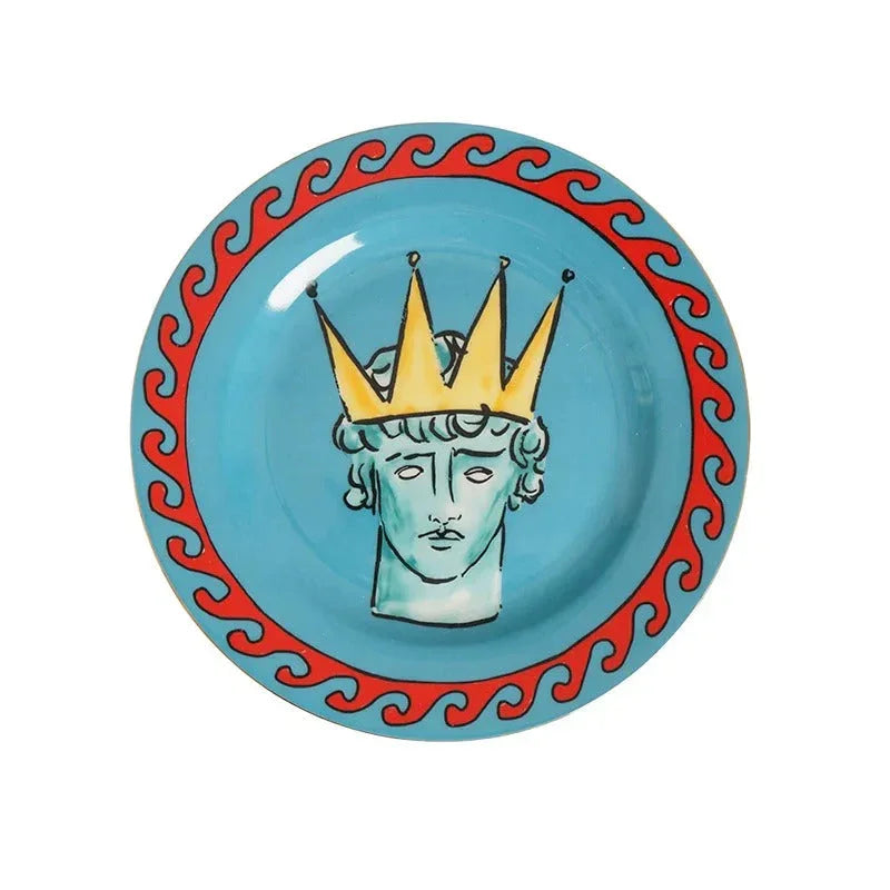 Greek Pattern Dinner Plate and Mug Mediterranean Tableware