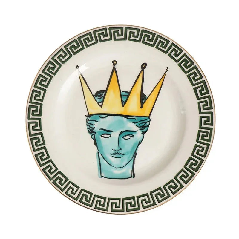 Greek Pattern Dinner Plate and Mug Mediterranean Tableware