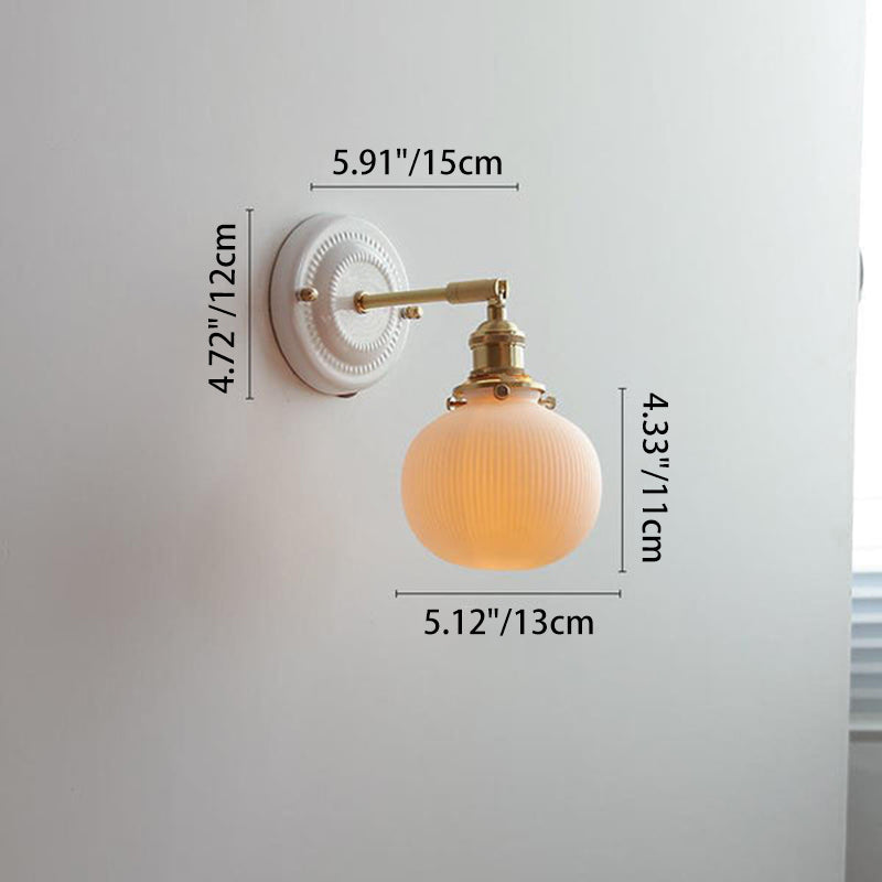 Wall Light Sconce Ceramic Brass Round Vintage Traditional Living Room Bedroom Hallway