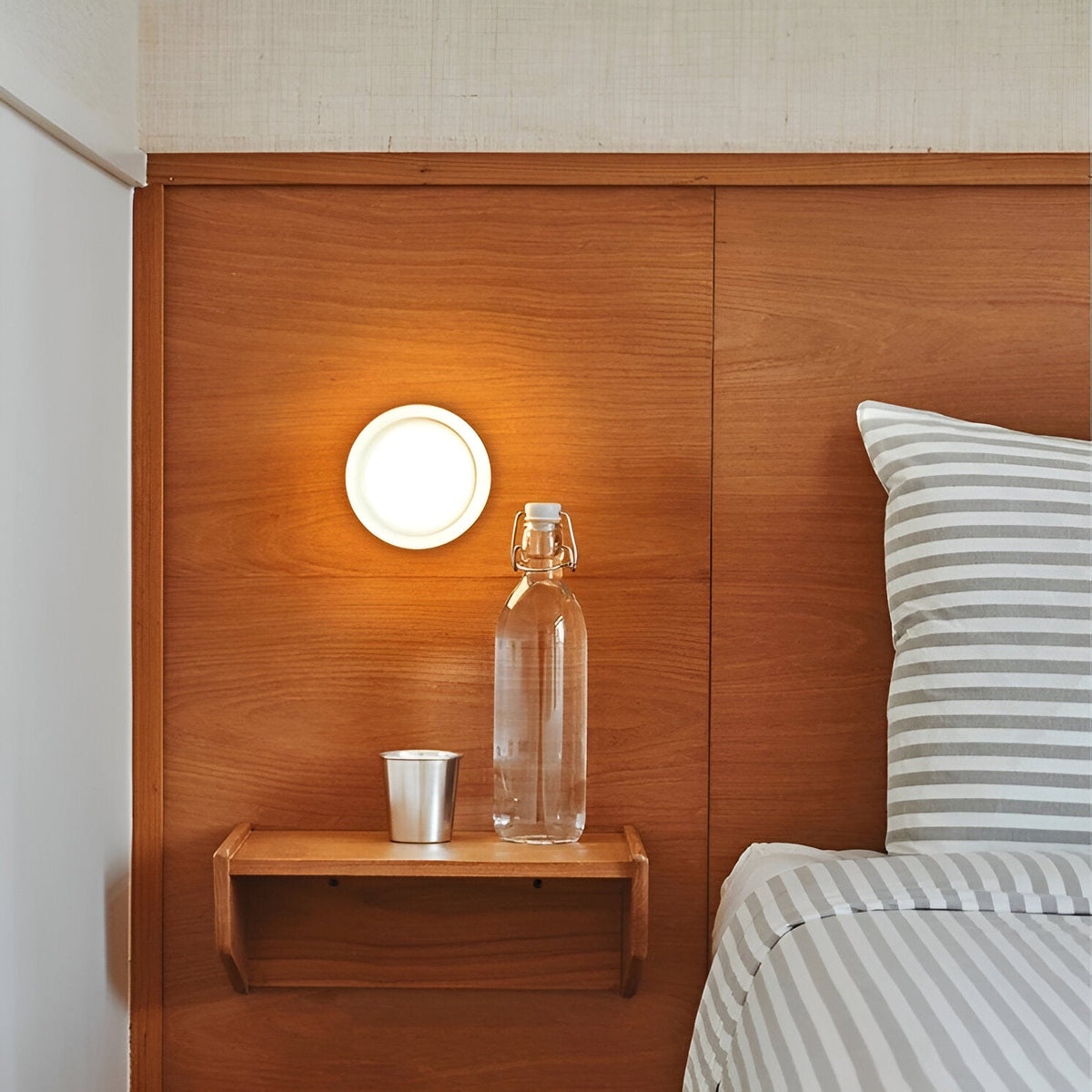 Wall Light LED Dimple Glass Dusk To Dawn Sensor Minimalist Bedroom Hallway