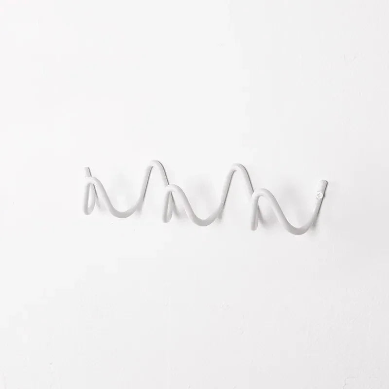Wrought Iron Wall Hook Rack Wave Design for Entryways