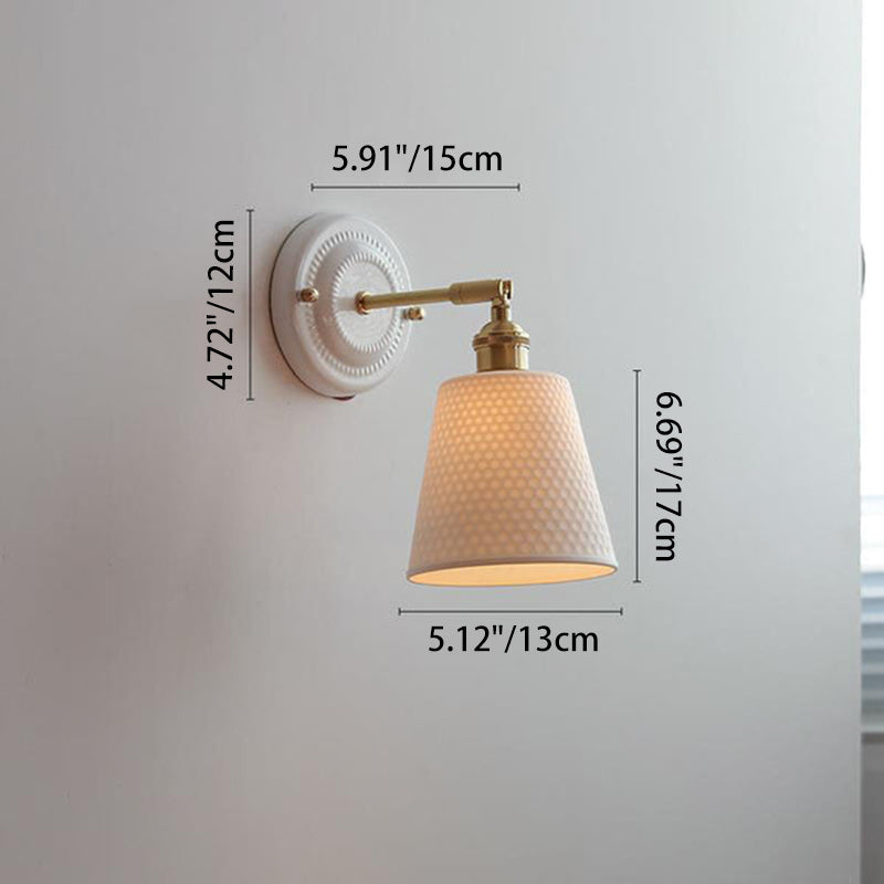 Wall Light Sconce Ceramic Brass Round Vintage Traditional Living Room Bedroom Hallway