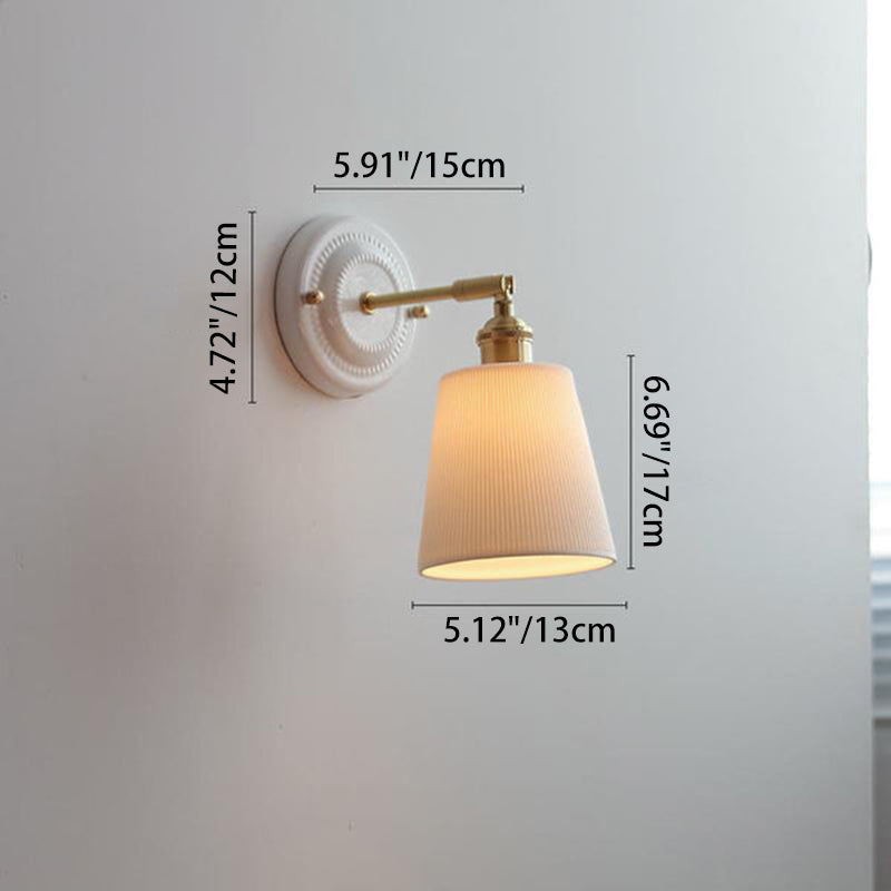 Wall Light Sconce Ceramic Brass Round Vintage Traditional Living Room Bedroom Hallway