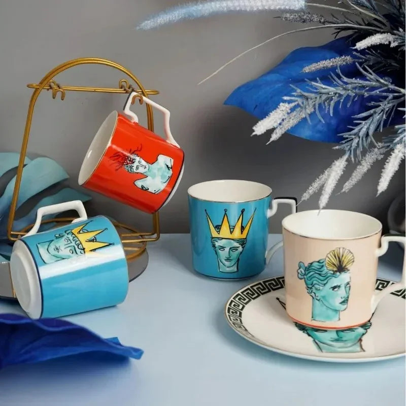 Greek Pattern Dinner Plate and Mug Mediterranean Tableware
