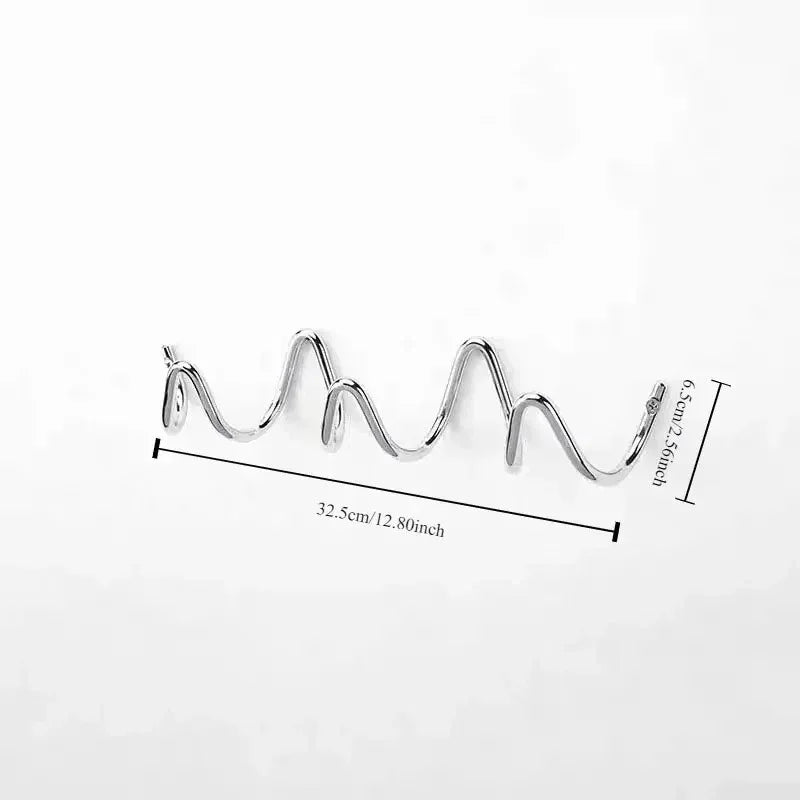 Wrought Iron Wall Hook Rack Wave Design for Entryways