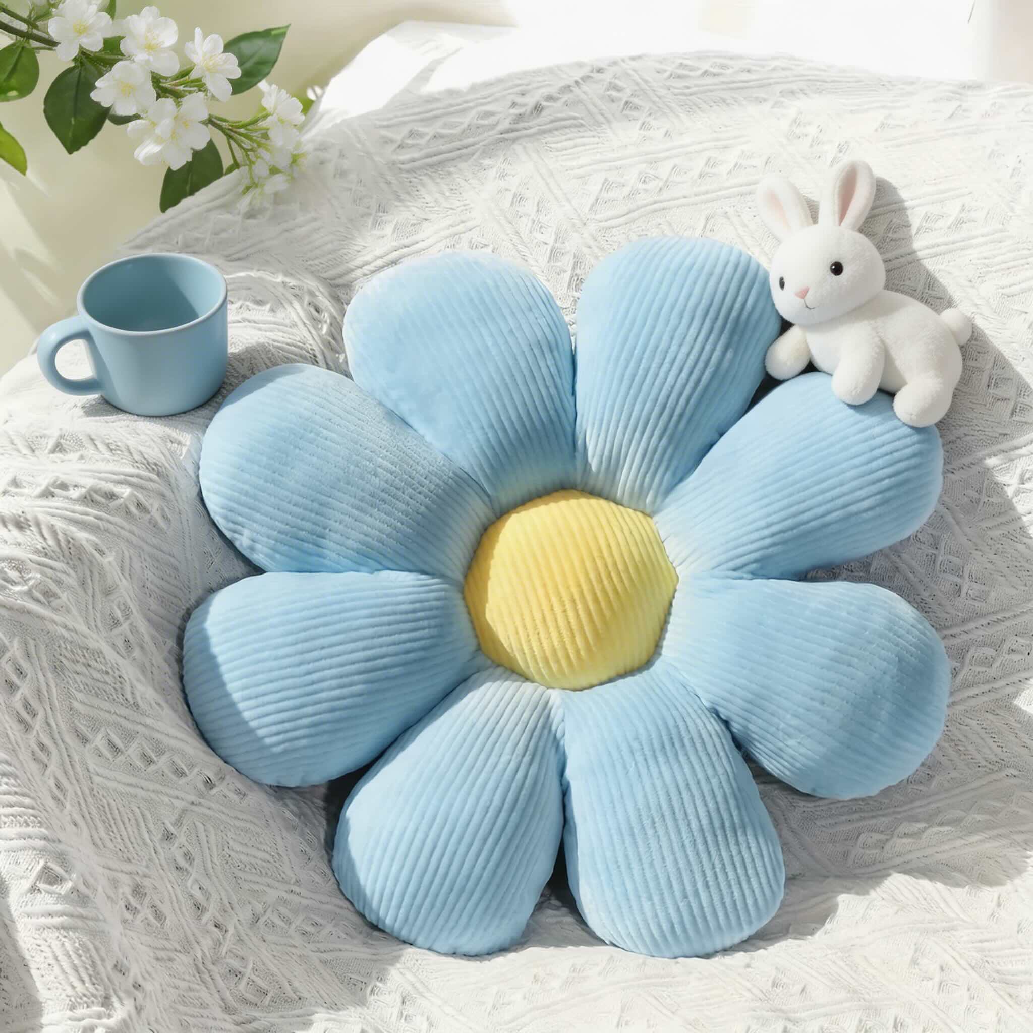 Sunflower Floral Cushion with Soft Plush Seat Pad